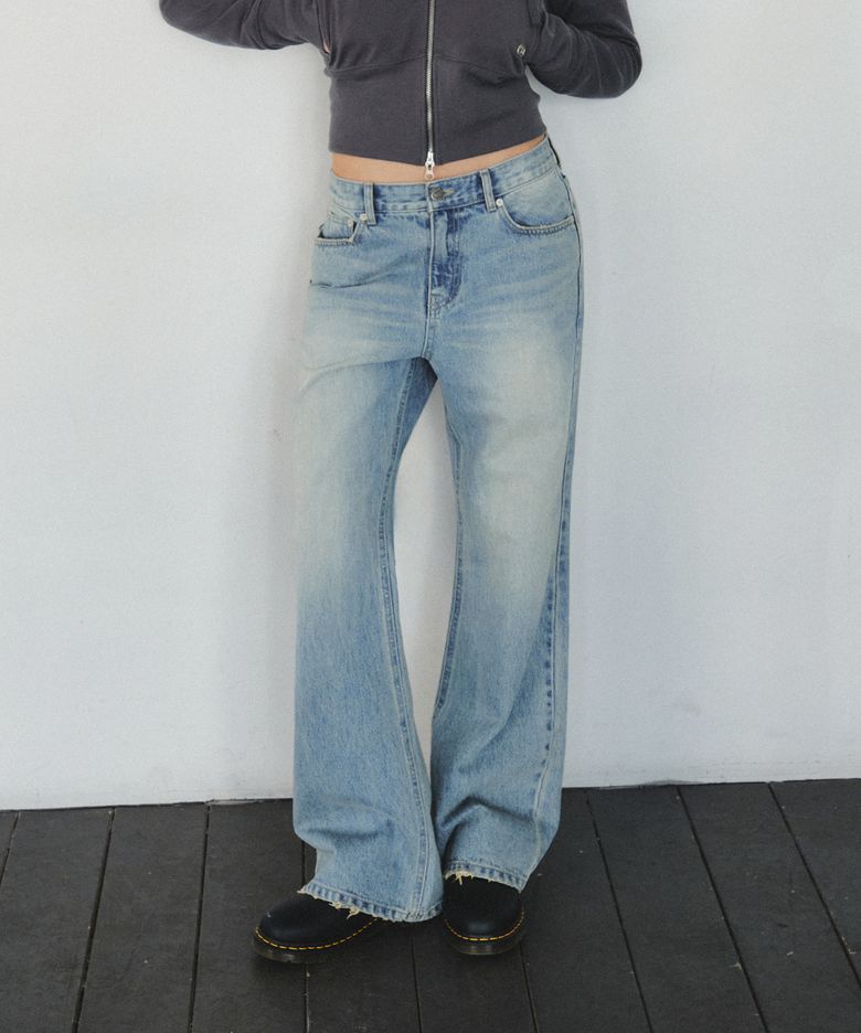 Faded Loose Bootcut Denim_CTD428(Light Blue)