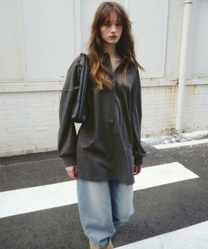 Easy Oversized Shirt One-piece_CTOP713(Charcoal)