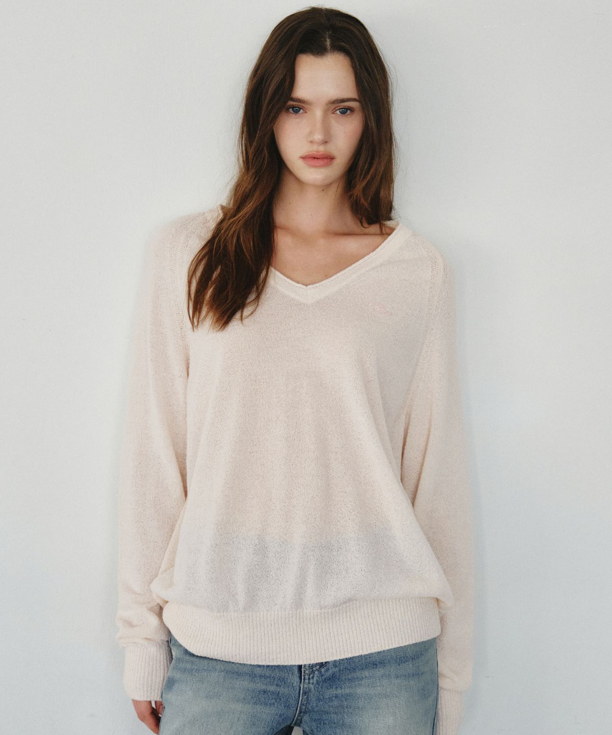 씨타(CITTA) Soft Boucle V-Neck Knit_CTK262(Salmon Pink)