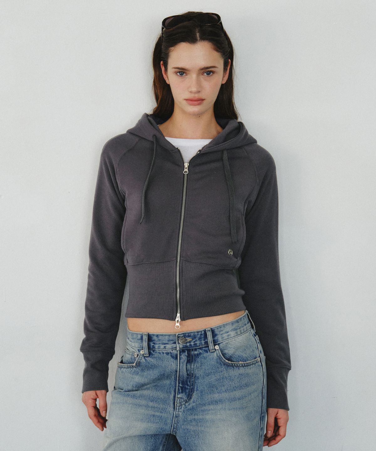 씨타(CITTA) Soft Cropped Slim Hoodie Zip-Up_CTO153(2color)