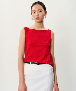 Balm Off-shoulder sleeveless t-shirt _ Red