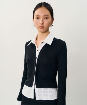 Sean SHIRT collar cardigan _ Black