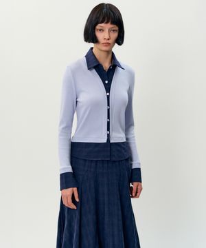 Sean SHIRT collar cardigan _ Skyblue