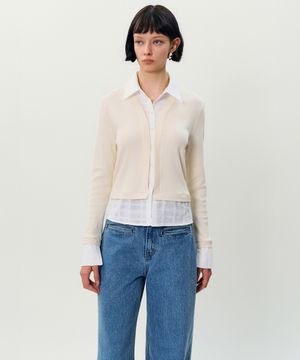 Sean SHIRT collar cardigan _ Cream