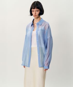 Amiron See-through Stripe shirts _ Skyblue