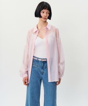 Amiron See-through Stripe shirts _ Pink