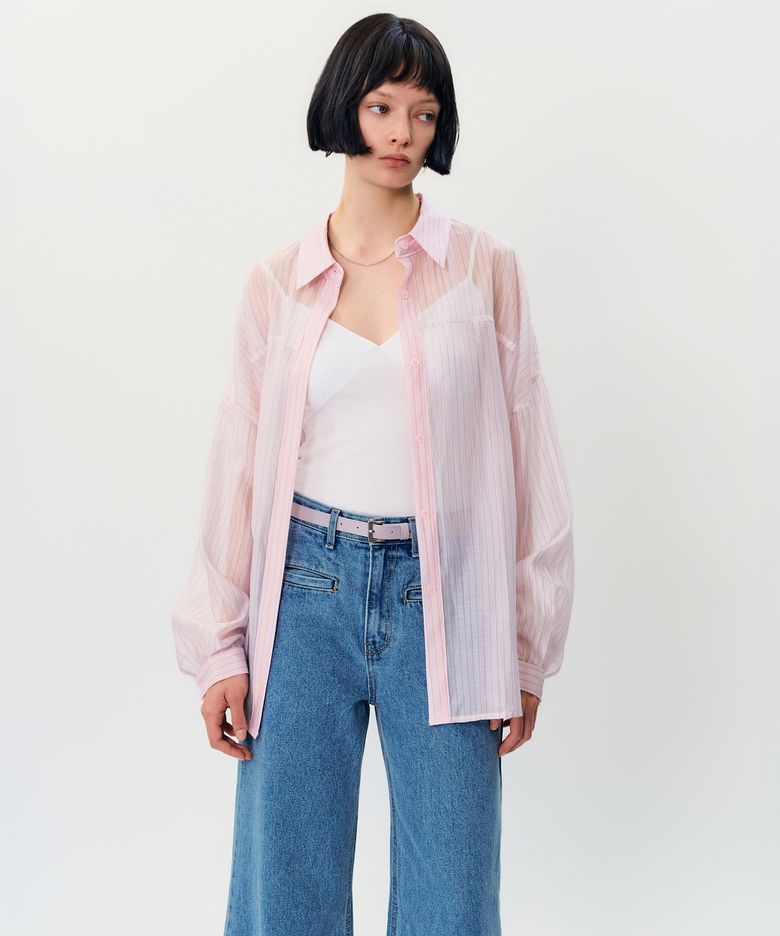 Amiron See-through Stripe shirts _ Pink