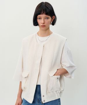 Mabell Tweed vest _ Ivory