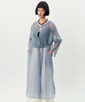 Piaa See-through  long jacket _ Skyblue