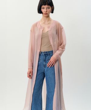 Piaa See-through  long jacket _ Pink