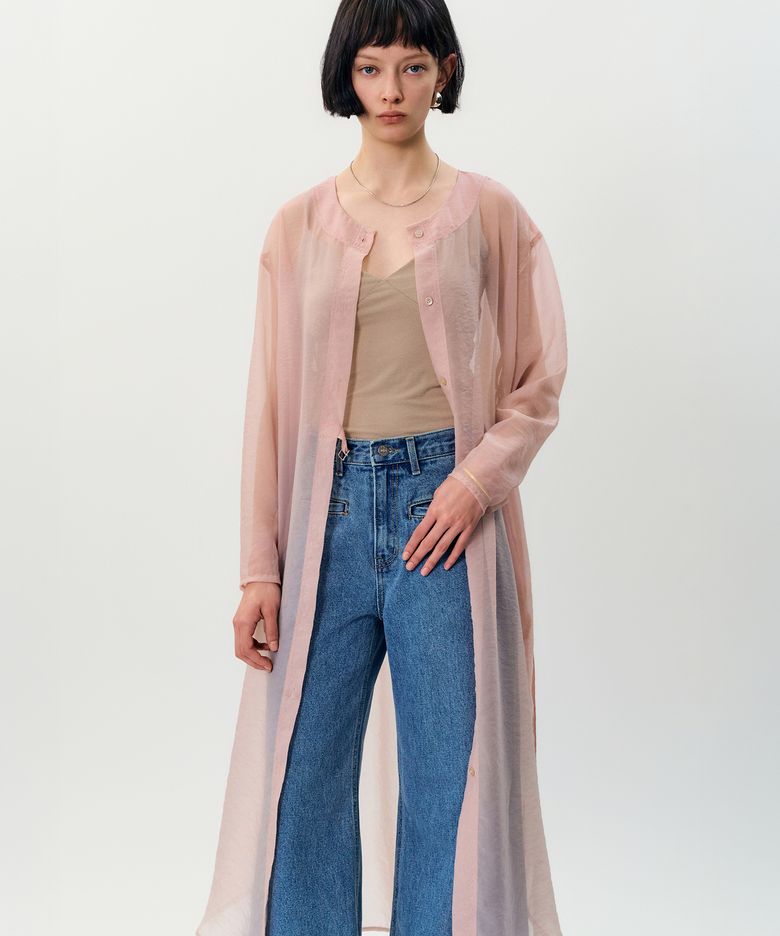Piaa See-through  long jacket _ Pink