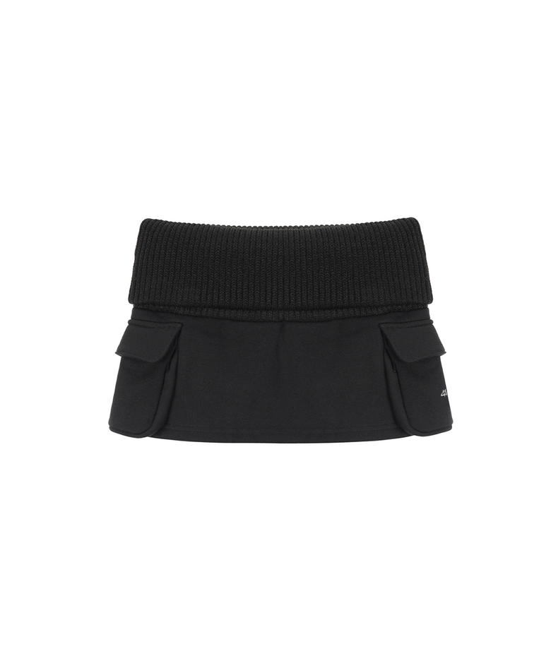 Folded Knit Skirt Shorts / Black