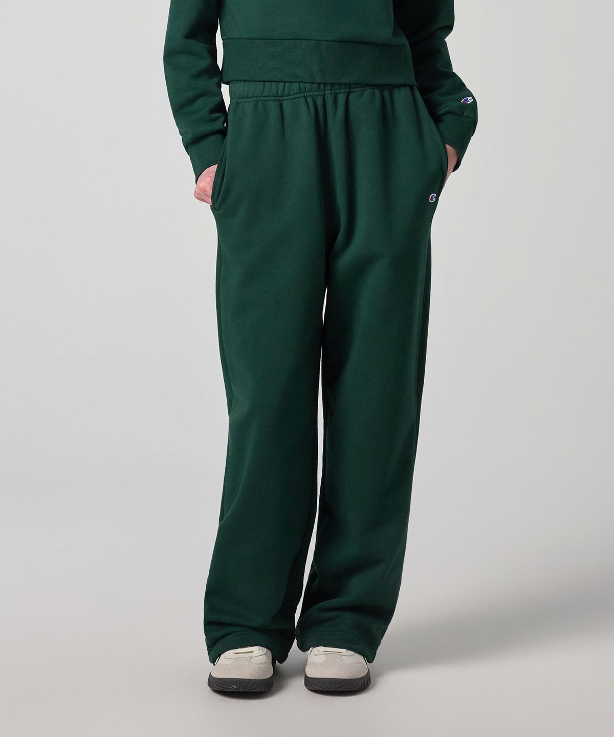 챔피온(CHAMPION) 여성 C로고 릴렉스핏 스웨트 팬츠 Green