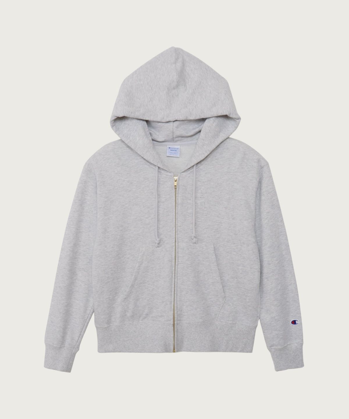 챔피온(CHAMPION) 여성 베이직 스몰 로고 후드 집업 Grey