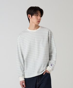 루즈핏 스트라이프 롱슬리브 티셔츠 Ecru