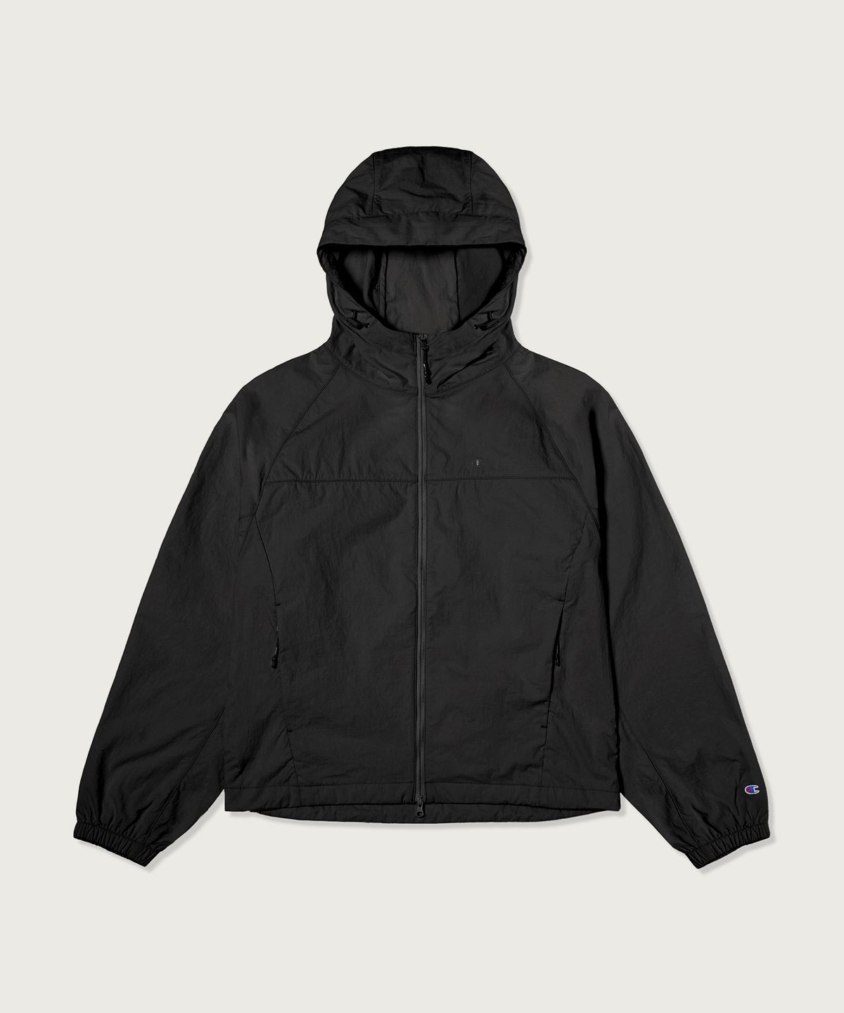 챔피온(CHAMPION) 여성 스몰 C로고 후디드 윈드브레이커 Black
