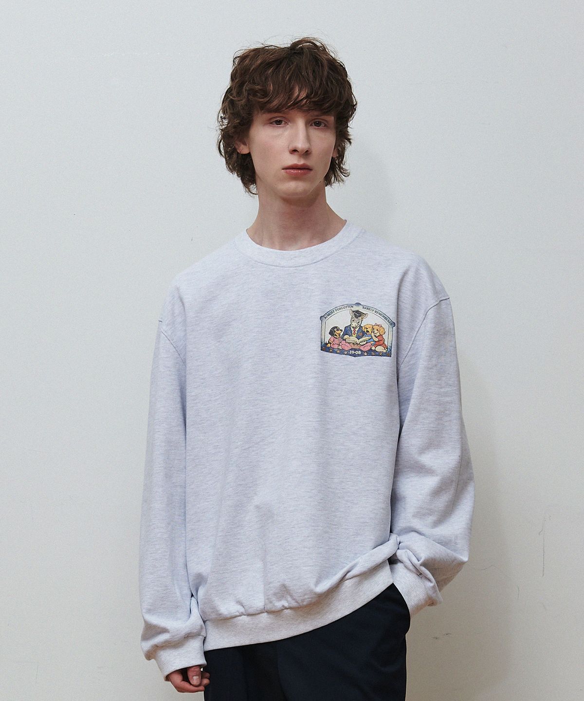 비욘드클로젯(BEYOND CLOSET) [COLLECTION LINE] 글리터 스타 빈티지 스웨트 셔츠 그레이