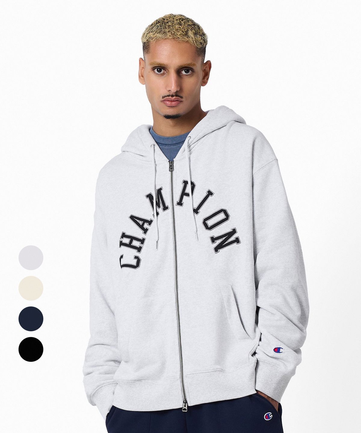 챔피온(CHAMPION) 아치 로고 루즈핏 후드 집업 4color