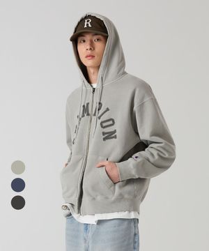 아치 로고 루즈핏 가먼트다잉 후드 집업 3color