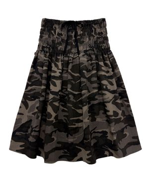 정글 카모 워싱 스모크 셔링 리본 스커트_브라운