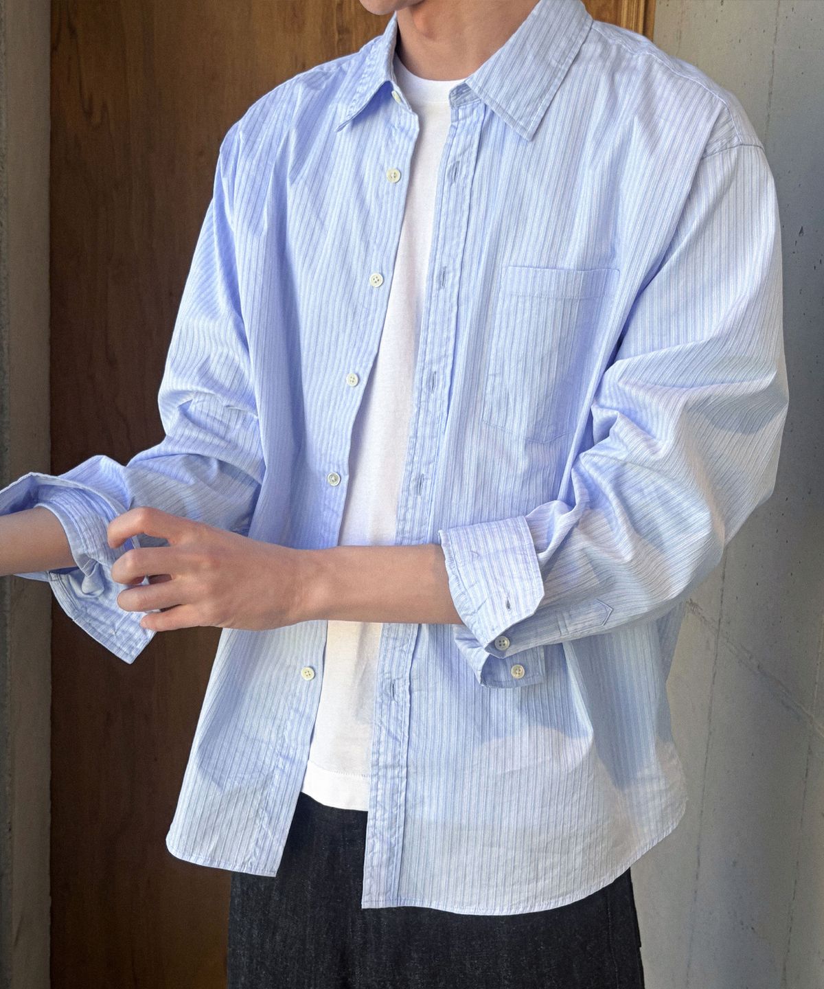 브랜디드(BRANDED) DUKE STRIPE SHIRT [SKY BLUE]