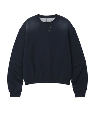 Cropped Pigment Wash Sweat [NAVY]_SETS054NAVY