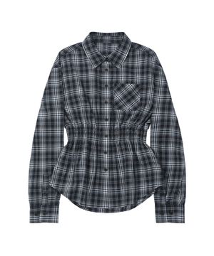 W.Check Smocked Waist Shirt [NAVY]_SEWSH004NAVY
