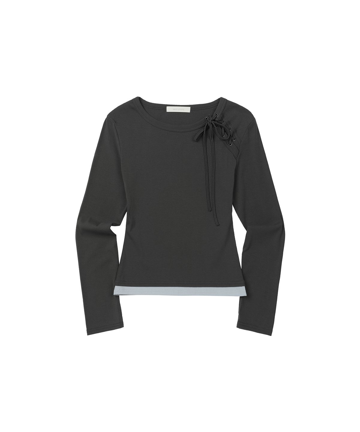 세컨모놀로그(SECONDMONO) W.Lace-Up Detail Layered Top [CHARCOAL]_SEWTS022CHARCOAL