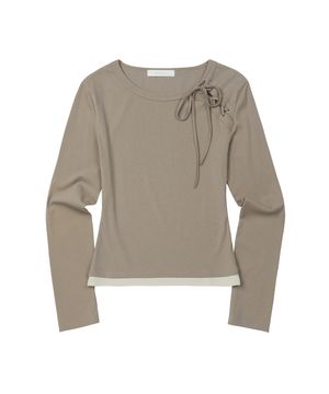 W.Lace-Up Detail Layered Top [DTBEIGE]_SEWTS022DTBEIGE