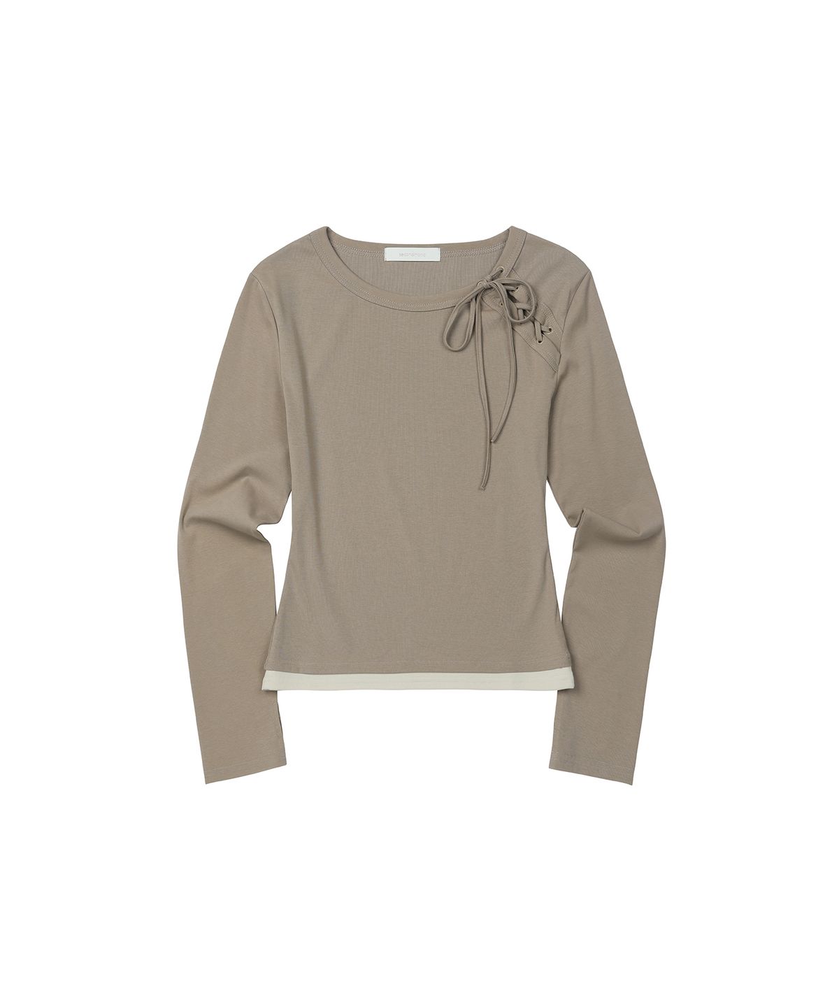 세컨모놀로그(SECONDMONO) W.Lace-Up Detail Layered Top [DTBEIGE]_SEWTS022DTBEIGE