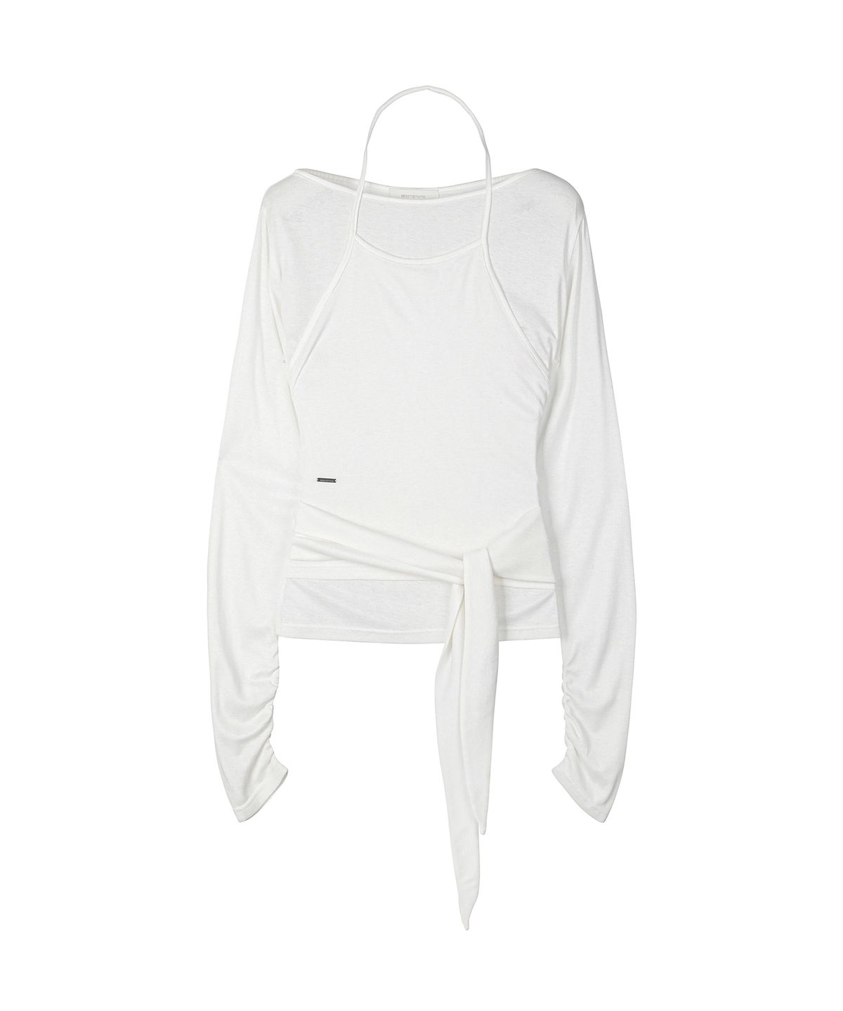 세컨모놀로그(SECONDMONO) W.(SET)Tie Detail Layered Set Top [WHITE]_SEWTS025WHITE