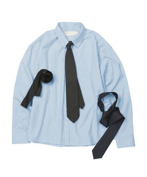 (TIE SET)Semi Cropped Dart Cotton Shirt [SKYBLUE]_SESH025SKYBLUE