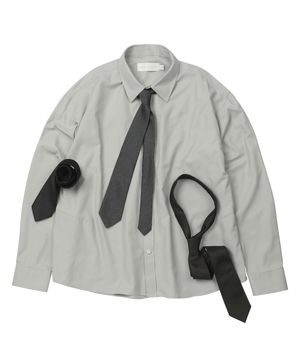 (TIE SET)Semi Cropped Dart Cotton Shirt [GBEIGE]_SESH025GBEIGE