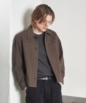 피치 워시드 크롭 셔츠 자켓 (브라운)