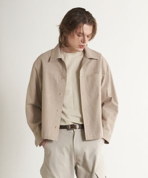 피치 워시드 크롭 셔츠 자켓 (베이지)