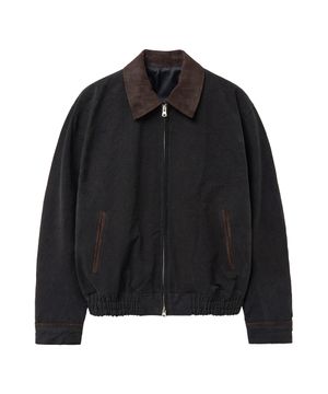 미니멀 투톤 세미 오버 자켓 (블랙)