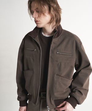 하이넥 빈티지 코튼 블루종 (브라운)