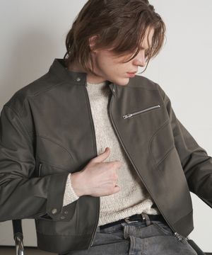 하이픈 크롭 대시 자켓 (카키 그레이)