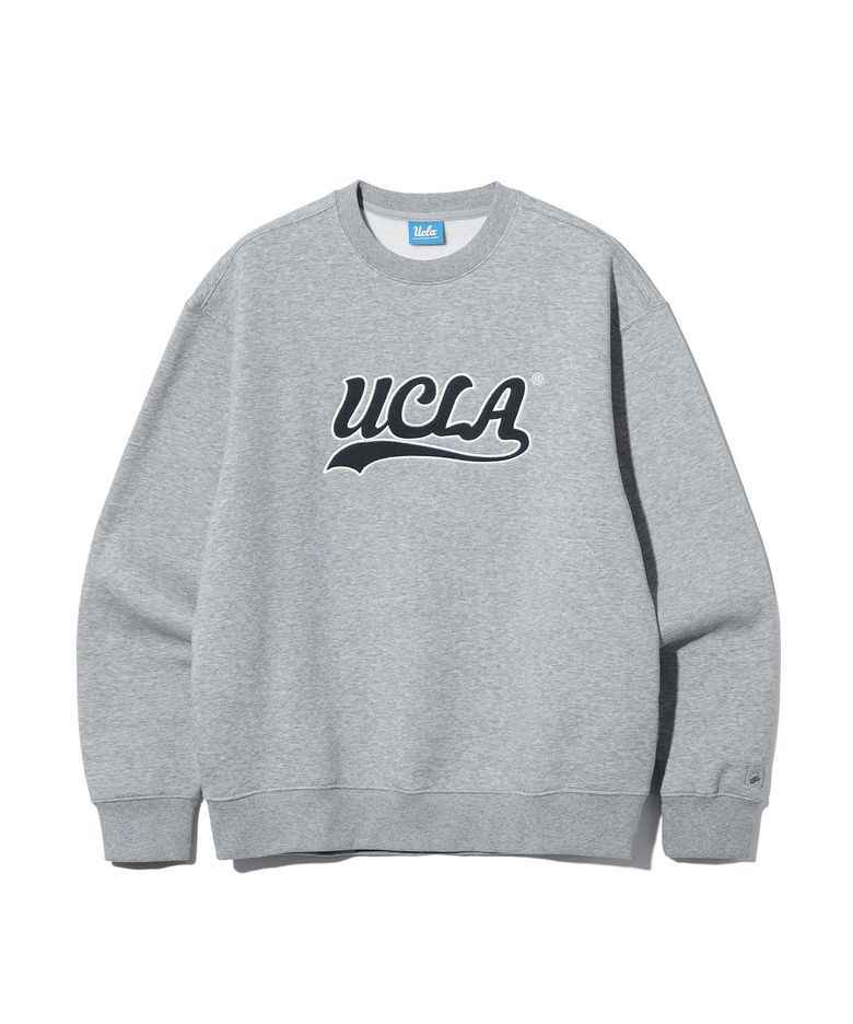 남녀공용 UCLA 자수 기모 맨투맨[M-GREY](UC2LTK5)