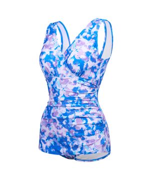 여성 플라워 아쿠아 U백 스파 수영복 퍼플 RN-LS2G586-PP