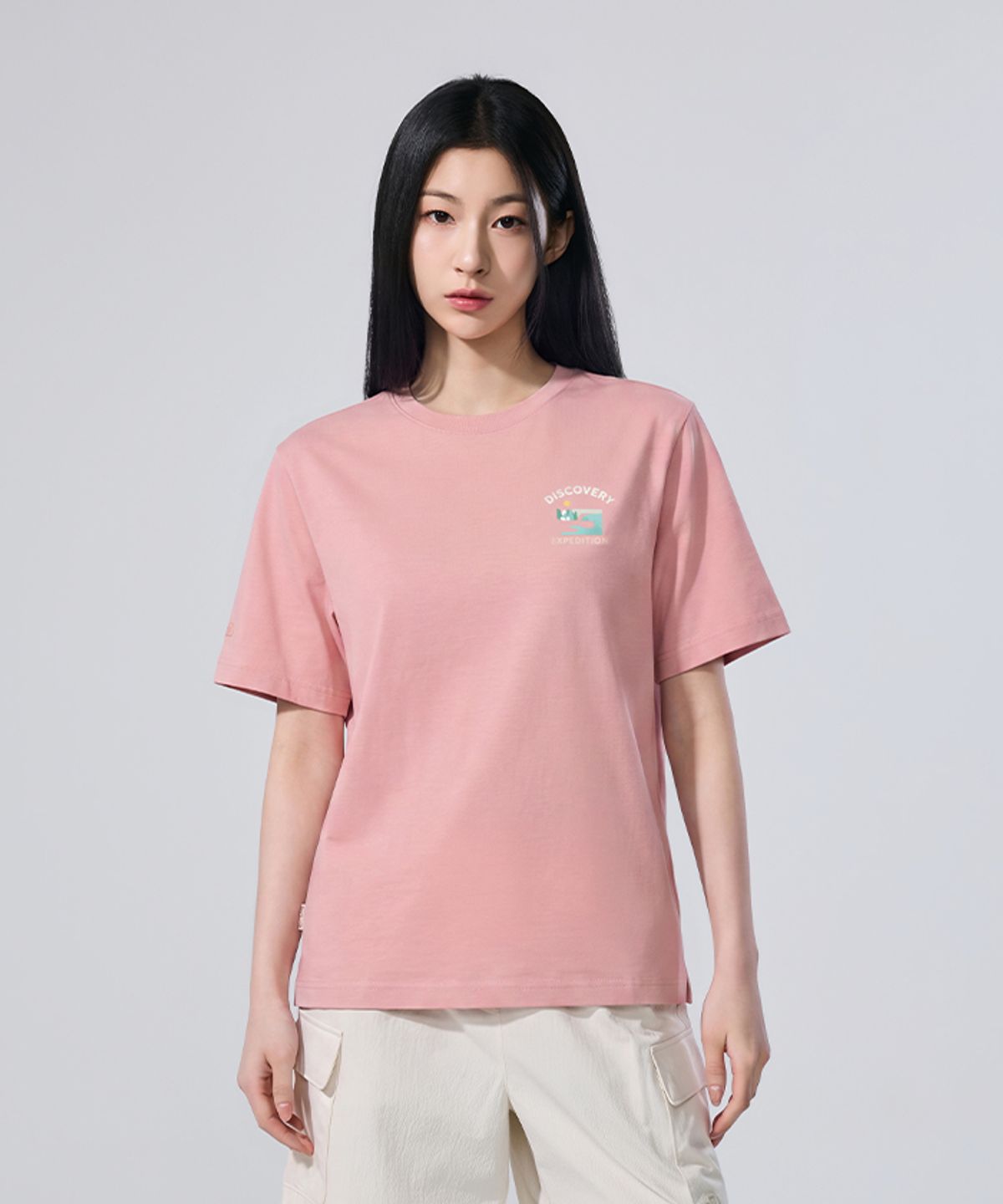 디스커버리 익스페디션(DISCOVERY EXPEDITION) 유니 스몰 레이크 그래픽 반팔티셔츠 (Peach)