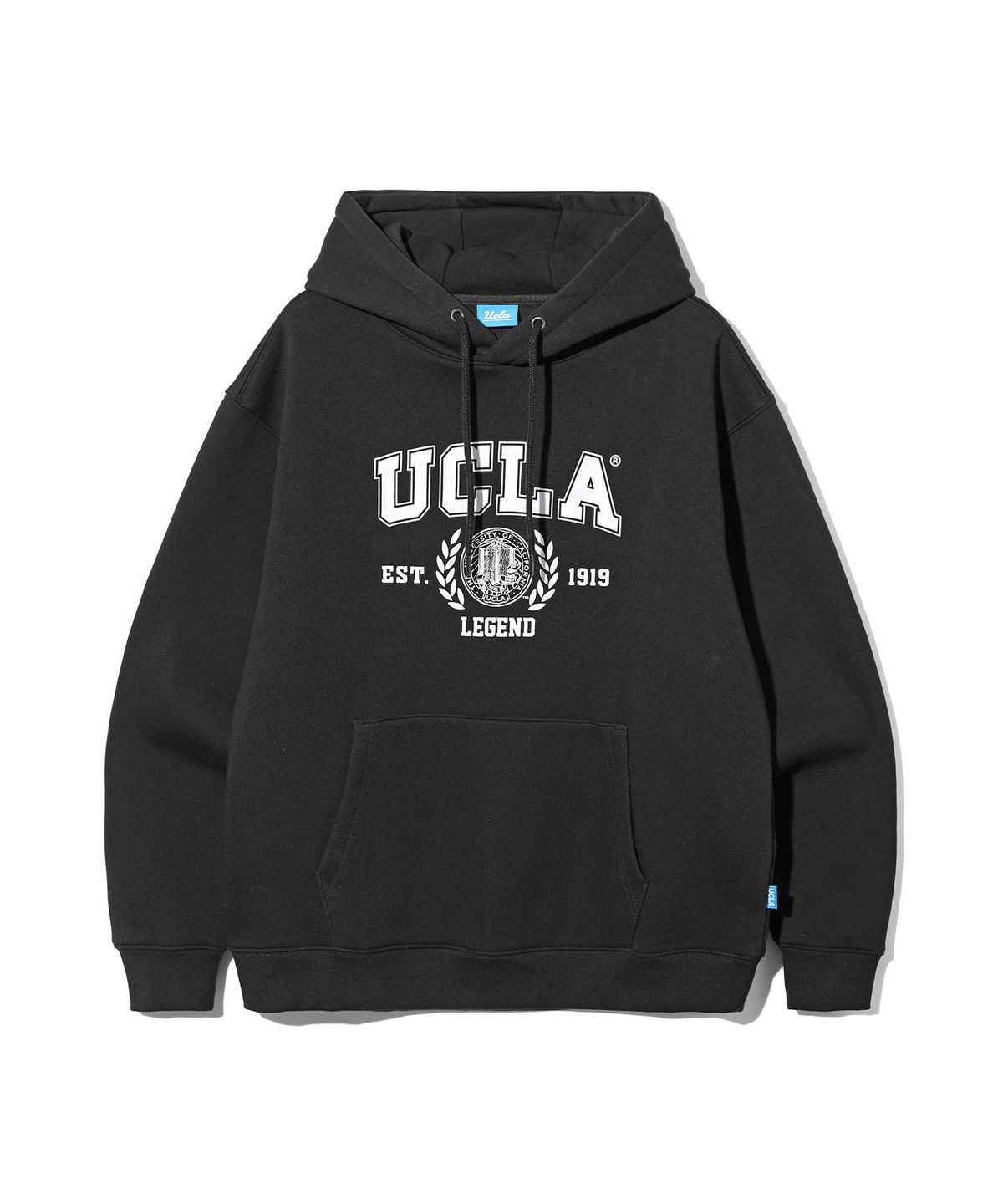 유씨엘에이(UCLA) 남녀공용 UCLA 베이직 로고 기모 후드티[BLACK](UC2LTK6)