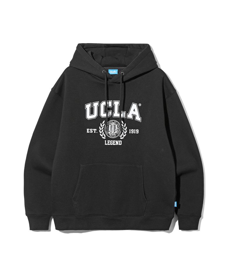 남녀공용 UCLA 베이직 로고 기모 후드티[BLACK](UC2LTK6)
