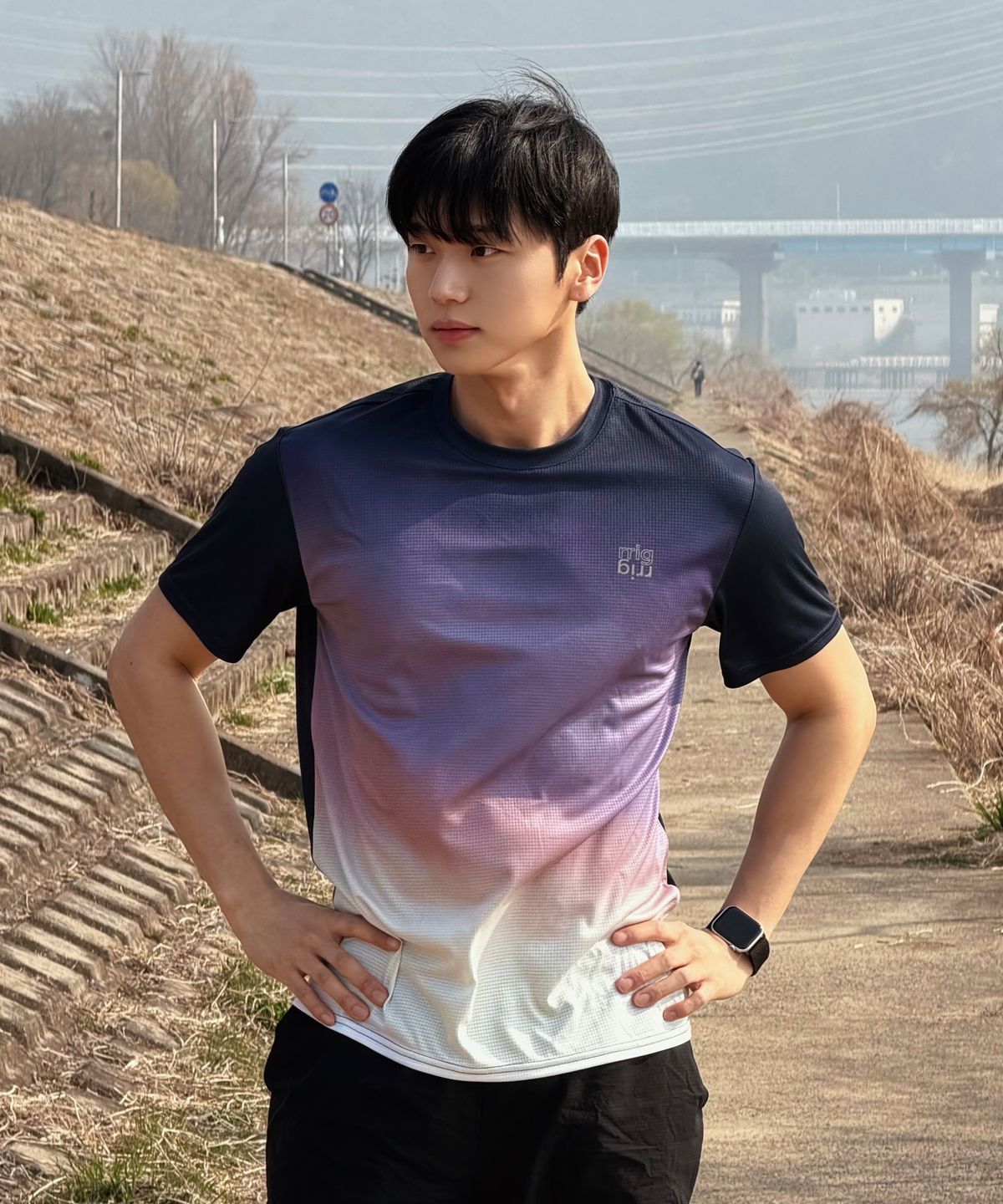 리그(RRIG) 맨즈 미드나잇 그리드메쉬 반팔티셔츠_PP R1TS3107