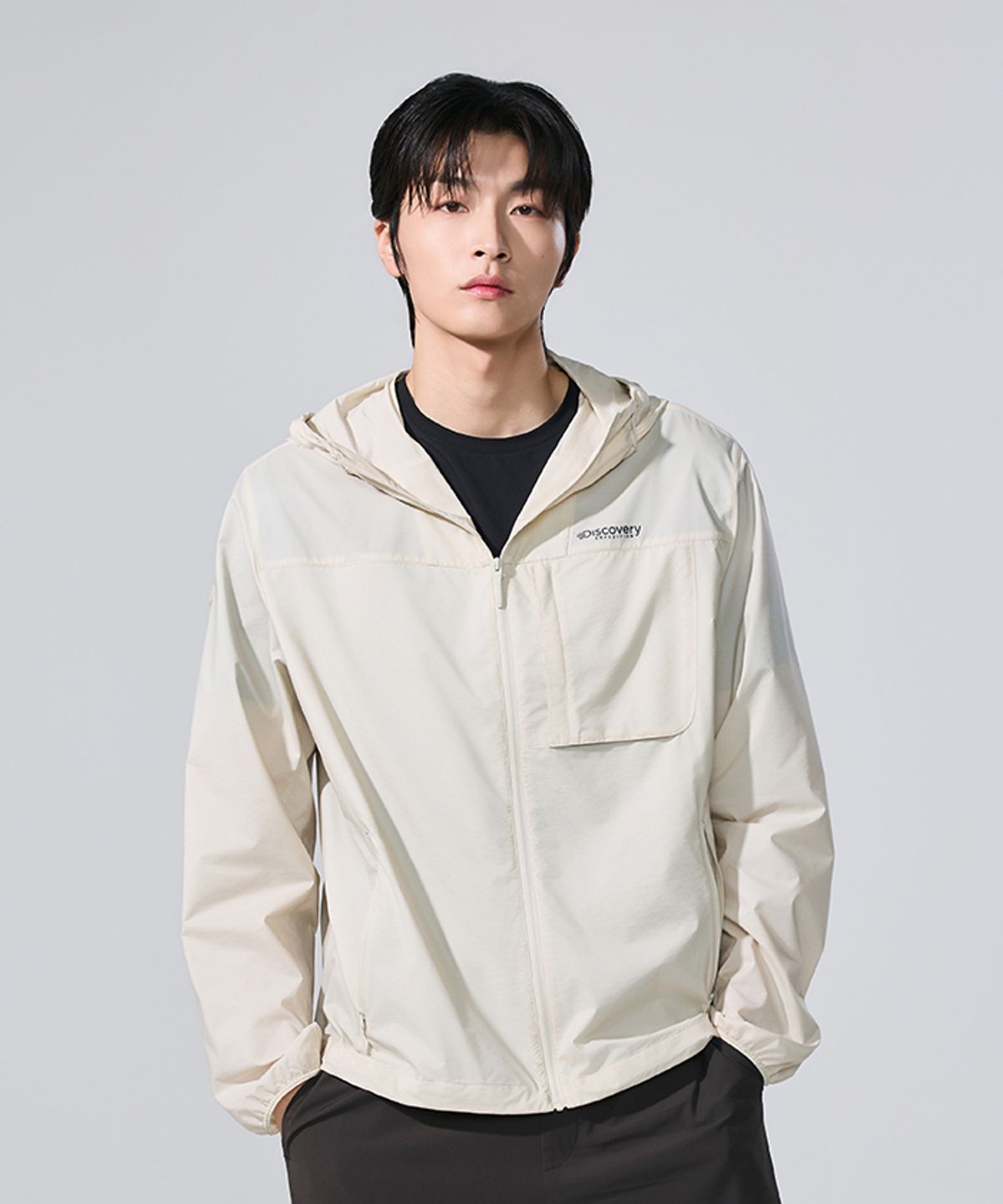 디스커버리 익스페디션(DISCOVERY EXPEDITION) 남성 프레시벤트2.0 UV 후드챙 자켓 (D/IVORY)