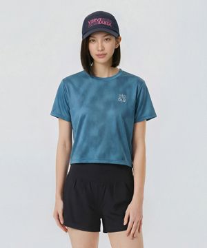 우먼 타이다잉 그리드메쉬 크롭반팔티셔츠_GE R1TS3204