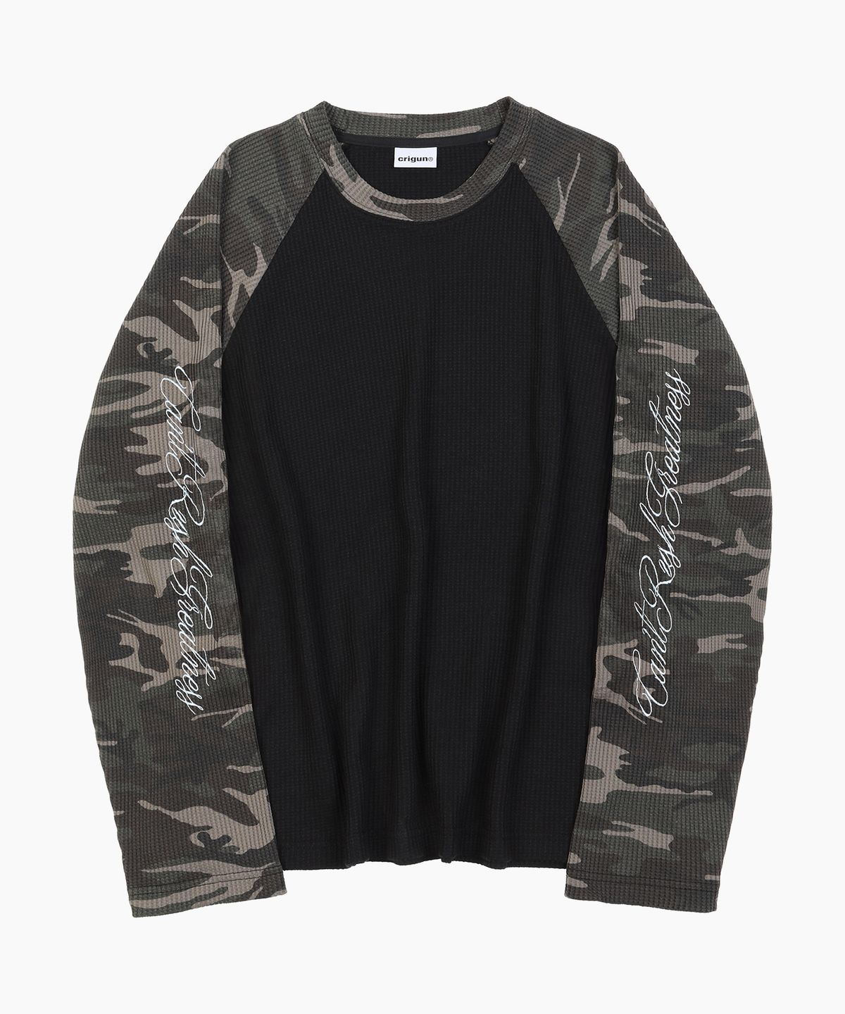 크리건(CRIGUN) CAMO WAFFLE RAGLAN LONG SLEEVE BLACK
