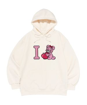 로아드로아 X 베르니  I LOVE 베르니 그래픽 후드티 (아이보리)