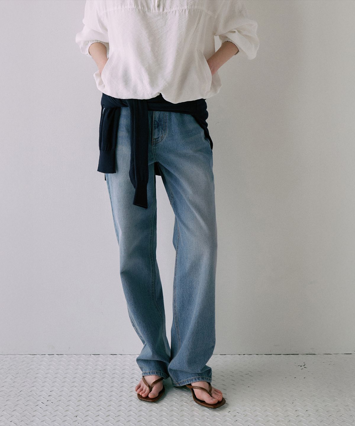라메레이(LAMEREI) [기장선택]Relaxed Tapered Denim[LMBFSPDN019]-Medium blue