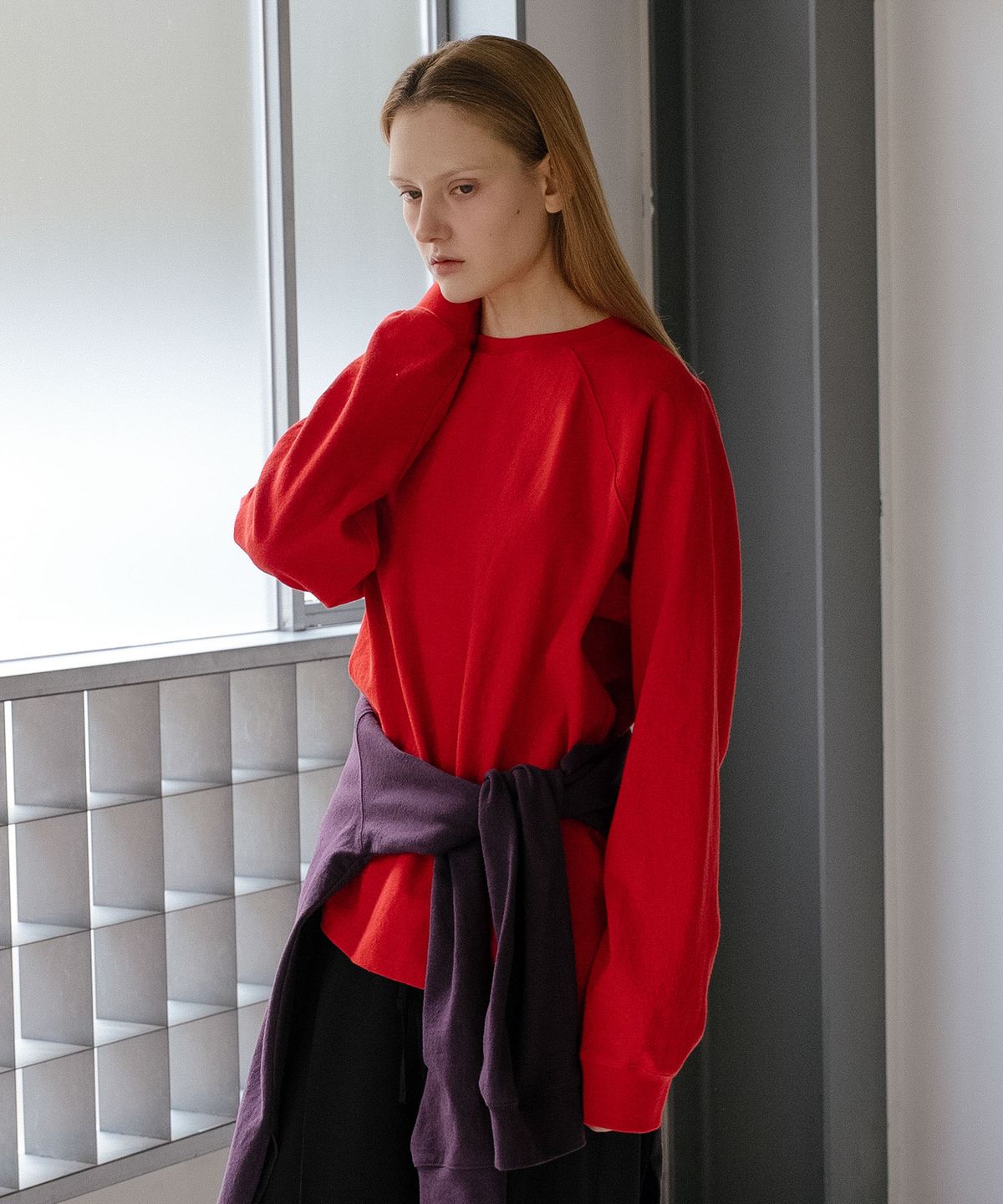 노운베러(KNOWNBETTER) Cut-line label raglan sleeve t-shirt [KNSS05TS19]_Red